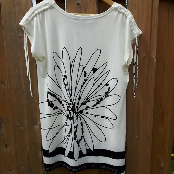 Red Coral Floral Blouse Medium Tie Sleeves - Picture 3 of 3